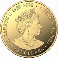 Gold coin Australia KM# 4583 ELIZABETH II 1952 - 2022. AUSTRALIA 2023. JC. 10 DOLLARS.