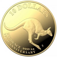 10 DOLLARS. C. 1/10 OUNCE9999 Au. 30TH ANNIVERSARY. HH.