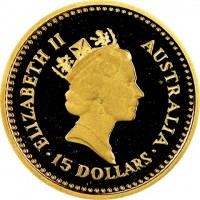 Gold coin Australia KM# 89 ELIZABETH II. AUSTRALIA. RDM. 15 DOLLARS.