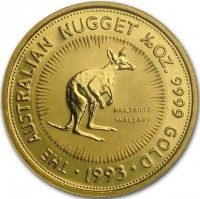 THE AUSTRALIAN NUGGET 1/10 OZ. 9999 GOLD. NAILTAILED WALLAROO. 1993.