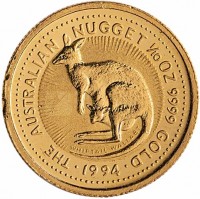 THE AUSTRALIAN NUGGET 1/20 OZ. 9999 GOLD. WHIPTAIL WALLABY. 1994.