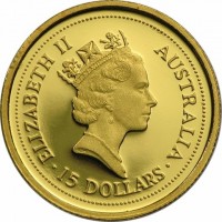 Gold coin Australia KM# 321 ELIZABETH II. AUSTRALIA. RDM. 15 DOLLARS.