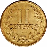 Colombia coin 2 Centavos - Head left; Divided legend (1952 - 1965) reverse reverse of 2 Centavos - Head left; Divided legend (1952 - 1965) coin with KM# 211 from Colombia. Inscription: II CENTAVOS