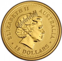 Gold coin Australia ELIZABETH II. AUSTRALIA. IRB. 15 DOLLARS.