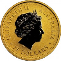 Gold coin Australia KM# 540 ELIZABETH II. AUSTRALIA. IRB. 15 DOLLARS.