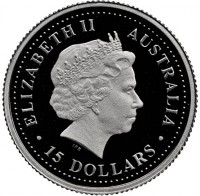 ELIZABETH II. AUSTRALIA. IRB. 15 DOLLARS.