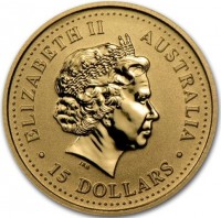 Gold coin Australia KM# 894 ELIZABETH II. AUSTRALIA 2000. IRB. 15 DOLLARS.