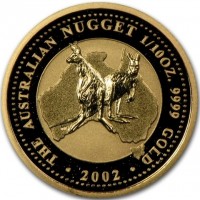 Gold coin Australia KM# 894 THE AUSTRALIAN NUGGET 1/10 OZ. 9999 GOLD. 2002. P. MG.