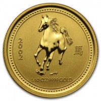 2002. 馬. 1/10 OZ 9999 GOLD.