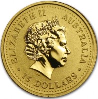 Gold coin Australia KM# 794 ELIZABETH II. AUSTRALIA. IRB. 15 DOLLARS.