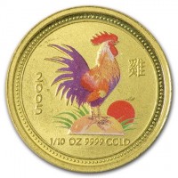 Gold coin Australia KM# 749a.1 雞. 2005. 1/10OZ 9999 GOLD.