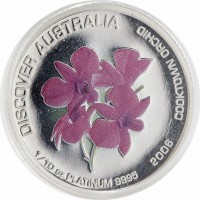 DISCOVER AUSTRALIA. 1/10 OZ PLATINUM 9995 2006. COOKTOWN ORCHID.