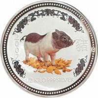 2007. 豬. 1/2 KILO 999 SILVER.