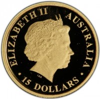 Gold coin Australia KM# 1222 ELIZABETH II. AUSTRALIA. IRB. 15 DOLLARS.