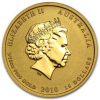 Gold coin Australia KM# 1375a ELIZABETH II AUSTRALIA. IRB. 1/10oz 9999 GOLD 2010 15 DOLLARS.