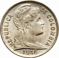 obverse of 2 Centavos - Head right (1918 - 1947) coin with KM# 198 from Colombia. Inscription: REPUBLICA DE COLOMBIA
