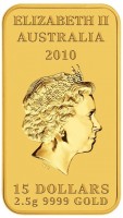 ELIZABETH II. AUSTRALIA. 2010. IRB. 15 DOLLARS. 2.5g 9999 GOLD.
