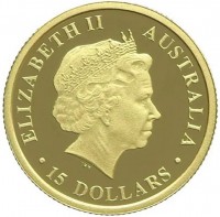 Gold coin Australia KM# 1548 ELIZABETH II. AUSTRALIA. IRB. 15 DOLLARS.