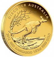 Gold coin Australia KM# 1724 DISCOVER AUSTRALIA. 2012 RED KANGAROO 1/10oz 9999 GOLD. P. TV.