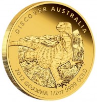 Gold coin Australia KM# 1725 DISCOVER AUSTRALIA. 2012 GOANNA 1/25oz 9999 GOLD. P. AH.