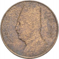 obverse of 1 Millième - Fuad I (1929 - 1935) coin with KM# 344 from Egypt. Inscription: فؤاد الأول ملك مصر