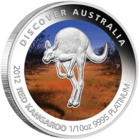 Platinum coin Australia KM# 1851 DISCOVER AUSTRALIA. 2012 RED KANGAROO 1/10oz 9995 PLATINUM. P TV.