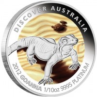 Platinum coin Australia KM# 1852 DISCOVER AUSTRALIA. 2012 GOANNA 1/10oz 9995 PLATINUM. AH P.