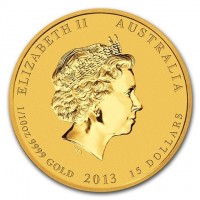Gold coin Australia KM# 1835 ELIZABETH II AUSTRALIA. IRB. 1/10 OZ 9999 GOLD 2013 15 DOLLARS.