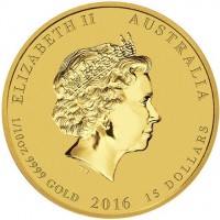 Gold coin Australia KM# 3296 ELIZABETH II AUSTRALIA. IRB. 1/10 OZ 9999 GOLD 2016 15 DOLLARS.