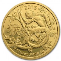 Gold coin Australia 2016. AB. 猴. 1/10 oz9999 Au.