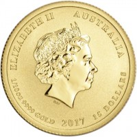 Gold coin Australia KM# 3411 ELIZABETH II AUSTRALIA. IRB. 1/10 OZ 9999 GOLD 2017 15 DOLLARS.