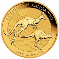 Gold coin Australia KM# 3561 AUSTRALIAN KANGAROO. NH P. 2018 1/10 OZ. 9999 GOLD.