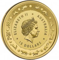 Gold coin Australia ELIZABETH II. AUSTRALIA 2018. IRB. 15 DOLLARS.