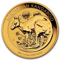 AUSTRALIAN KANGAROO. P. NM. 2021 1/10oz 9999 GOLD.