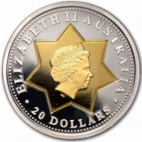 Bi-Metallic  center - silver  ring) coin  Australia  KM# 597