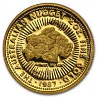 THE AUSTRALIAN NUGGET 1/4 OZ FINE GOLD. 1987. SD FATHER'S DAY 1979. 1987.