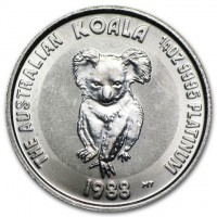 THE AUSTRALIAN KOALA. 1/4 OZ. 9995 PLATINUM. 1988 MT.