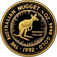 THE AUSTRALIAN NUGGET 1/4 OZ. 9999 GOLD. NAILTAILED WALLAROO. 1993.