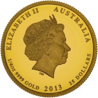 ELIZABETH II AUSTRALIA. IRB. 1/4 OZ 9999 GOLD 2013 25 DOLLARS.