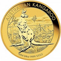 AUSTRALIAN KANGAROO. 2014 1/4 oz 9999 GOLD. TV.