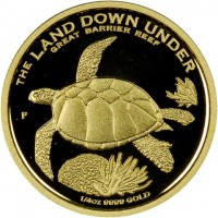 THE LAND DOWN UNDER. GREAT BARRIER REEF. P. 1/4OZ 9999 GOLD.