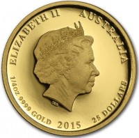 ELIZABETH II AUSTRALIA. IRB. 1/4 OZ 9999 GOLD 2015 25 DOLLARS.