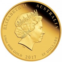 ELIZABETH II AUSTRALIA. IRB. 1/4 OZ 9999 GOLD 2017 25 DOLLARS.