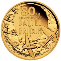 Gold coin Australia KM# 3967 80TH. ANNIVERSARY. BATTLE. OF. BRITAIN. P. 1/4oz 9999 Au 2020. WR.