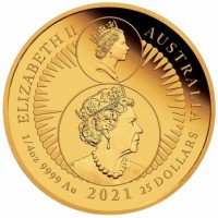 ELIZABETH II AUSTRALIA. 1/4oz 9999 Au 2021 25 DOLLARS. RDM JC.