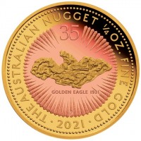 Gold coin Australia KM# 4193 THE AUSTRALIAN NUGGET. 35. GOLDEN EAGLE 1931. P. 1/4 OZ FINE GOLD 2021.