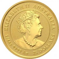 Gold coin Australia ELIZABETH II AUSTRALIA. JC. 1/4 OZ 9999 GOLD 25 DOLLARS.