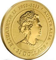 ELIZABETH II 1952 - 2022. AUSTRALIA  JC. 1/4 OZ 9999 GOLD 2023 25 DOLLARS.