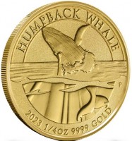 HUMPBACK WHALE. P WR. 2023 1/4 OZ 9999 GOLD.