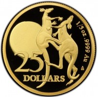 1/5 oz9999 Au AB. 25. DOLLARS.